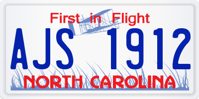 NC license plate AJS1912