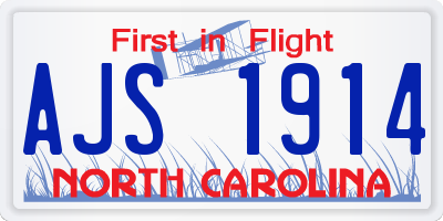 NC license plate AJS1914