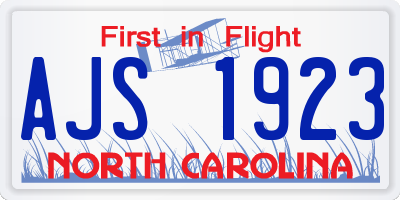 NC license plate AJS1923