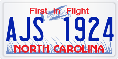 NC license plate AJS1924