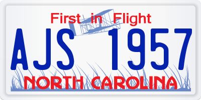 NC license plate AJS1957