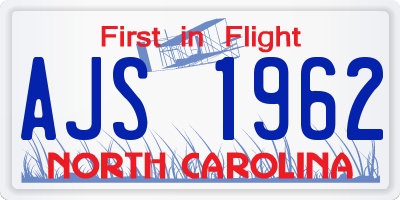 NC license plate AJS1962