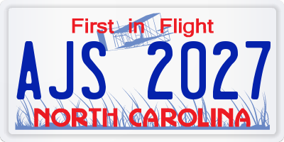NC license plate AJS2027