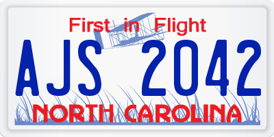 NC license plate AJS2042