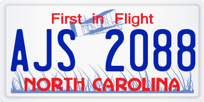 NC license plate AJS2088