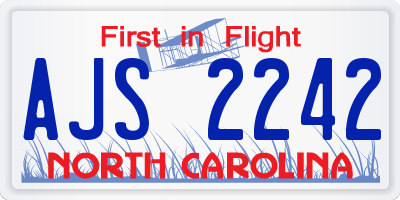 NC license plate AJS2242