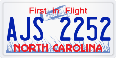 NC license plate AJS2252