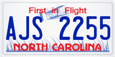 NC license plate AJS2255