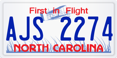 NC license plate AJS2274