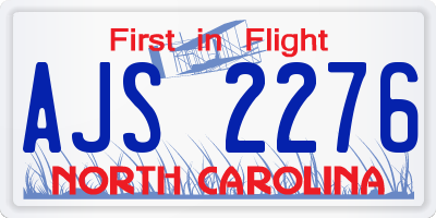 NC license plate AJS2276