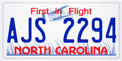 NC license plate AJS2294