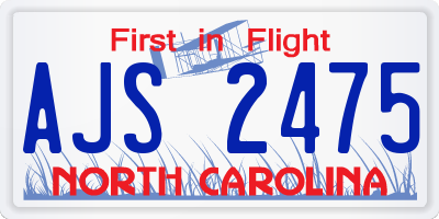 NC license plate AJS2475