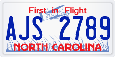 NC license plate AJS2789