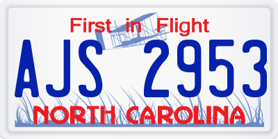 NC license plate AJS2953
