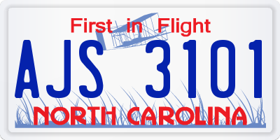 NC license plate AJS3101