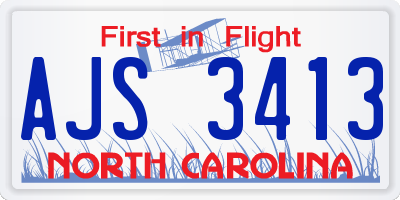 NC license plate AJS3413