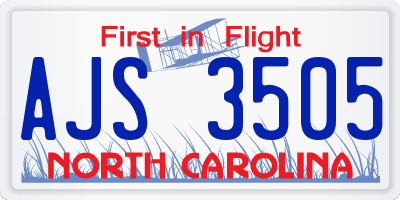NC license plate AJS3505
