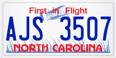 NC license plate AJS3507