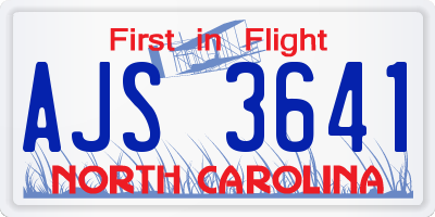 NC license plate AJS3641