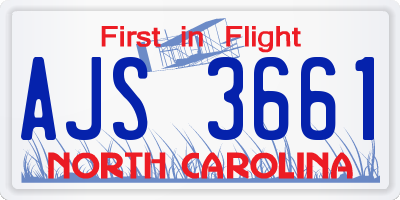NC license plate AJS3661