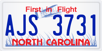 NC license plate AJS3731
