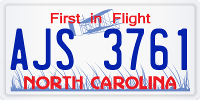 NC license plate AJS3761