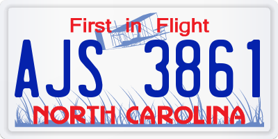 NC license plate AJS3861
