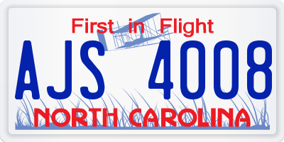 NC license plate AJS4008