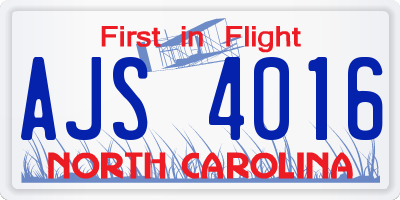 NC license plate AJS4016