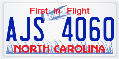 NC license plate AJS4060