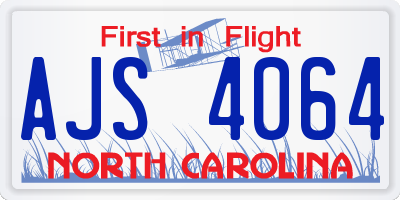 NC license plate AJS4064