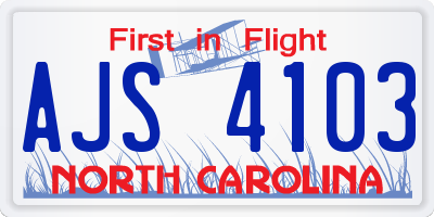 NC license plate AJS4103