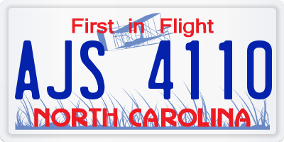 NC license plate AJS4110