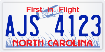 NC license plate AJS4123