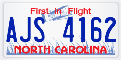 NC license plate AJS4162