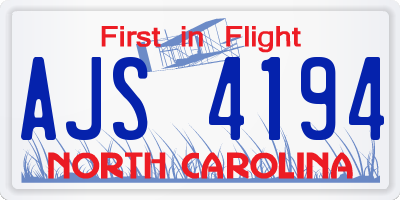 NC license plate AJS4194