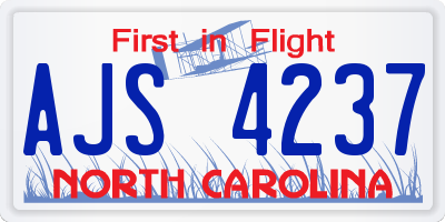 NC license plate AJS4237