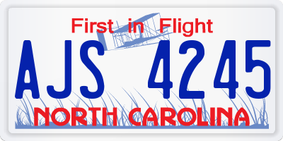 NC license plate AJS4245