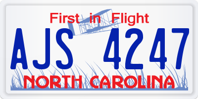 NC license plate AJS4247