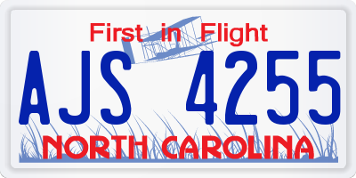 NC license plate AJS4255