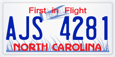 NC license plate AJS4281