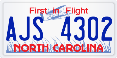 NC license plate AJS4302