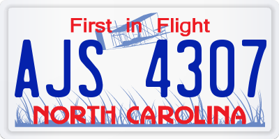 NC license plate AJS4307