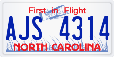 NC license plate AJS4314