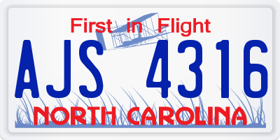 NC license plate AJS4316