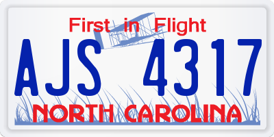 NC license plate AJS4317