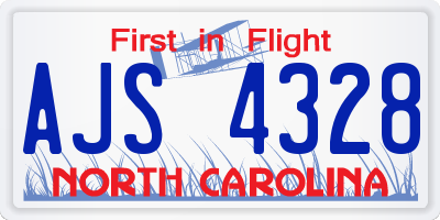 NC license plate AJS4328
