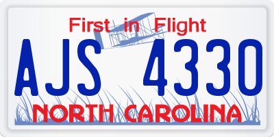 NC license plate AJS4330
