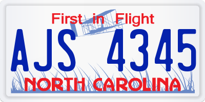 NC license plate AJS4345