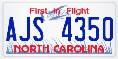 NC license plate AJS4350